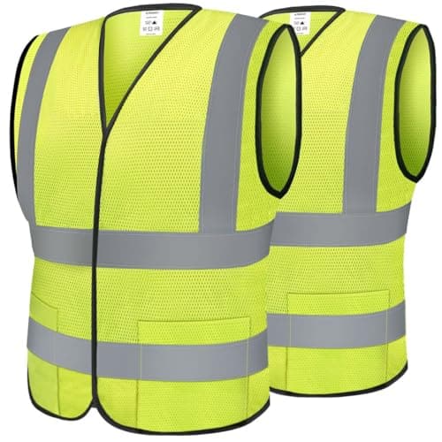 TICONN Reflective Safety Vest, High Visibility Vest with Reflective Strips for Men Women, Meets ANSI II (Yellow/S, 2PK)
