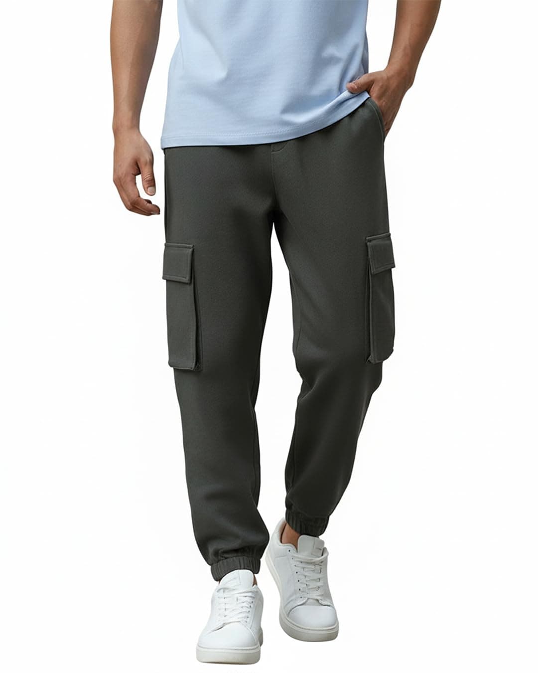 Bewakoof Air 1.0 Men's Solid Oversized Joggers_552890_Grey_M, Mid Rise