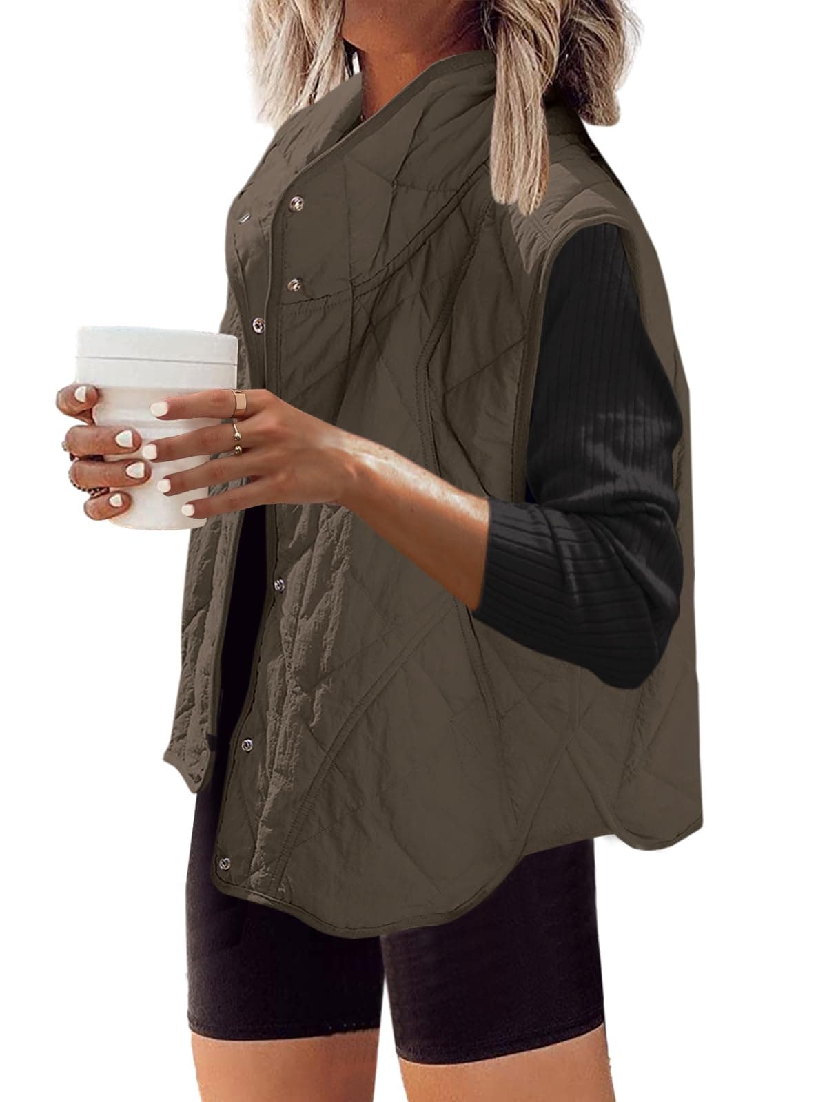 SENSERISE Womens Puffer Vest Quilted Vests Oversized Lightweight Outerwear Puffy Padded Jacket Winter Fall OutfitsCoffee Brown2XL