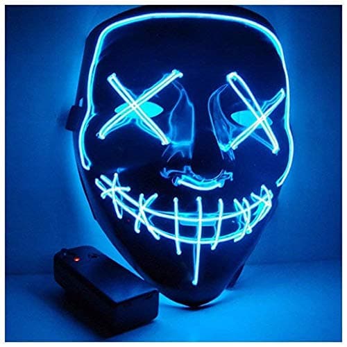 PATPAT® LED Light up Mask for Halloween Festival Cosplay Costume Party Decorations (Blue)