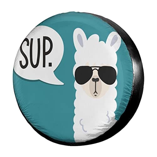 Foruidea Funny Llama Spare Tire Cover Dust-Proof Wheel Tire Cover Fit Trailer, RV, SUV and Many Vehicle 14 Inch