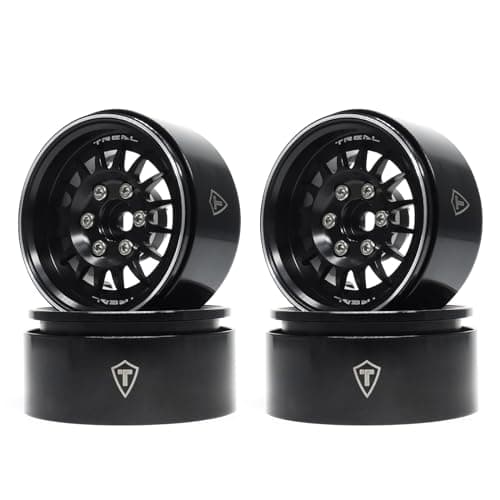 TREAL 19 Beadlock Wheel Rims Heavy Duty Multi Spoke CNC 19 Inch Wheels4P for 110 RC Crawler TRX4 SCX10 III SCX10 PRO SCX10 II Type NBlack