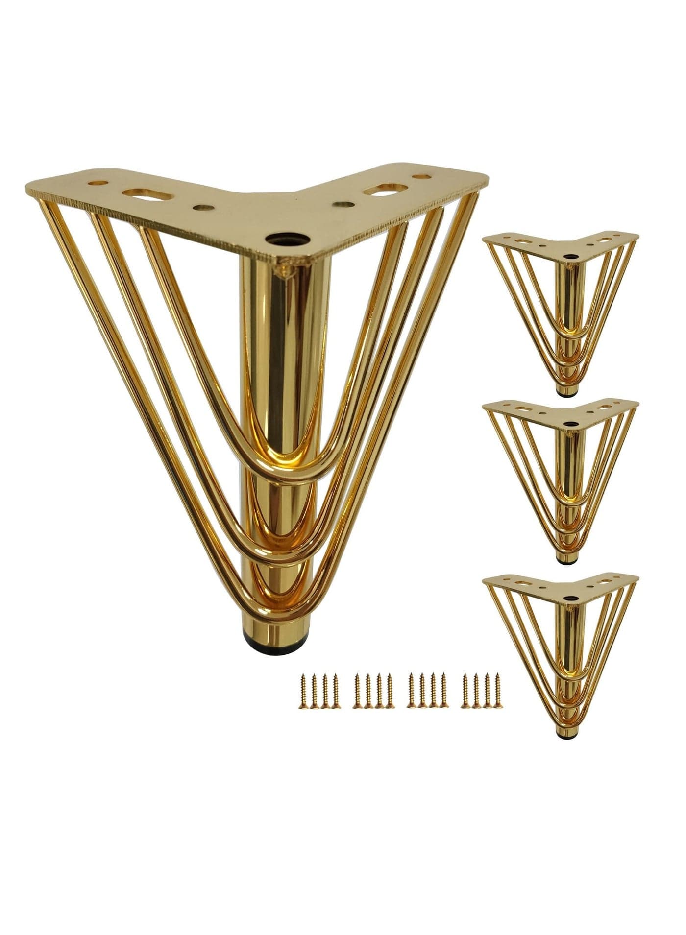 Furniture Legs, 6 inch Heavy Duty Metal Table Legs with Screws, Perfect for Coffee Table, Dining Cabinet and Sofa (Retro Design, Gold)