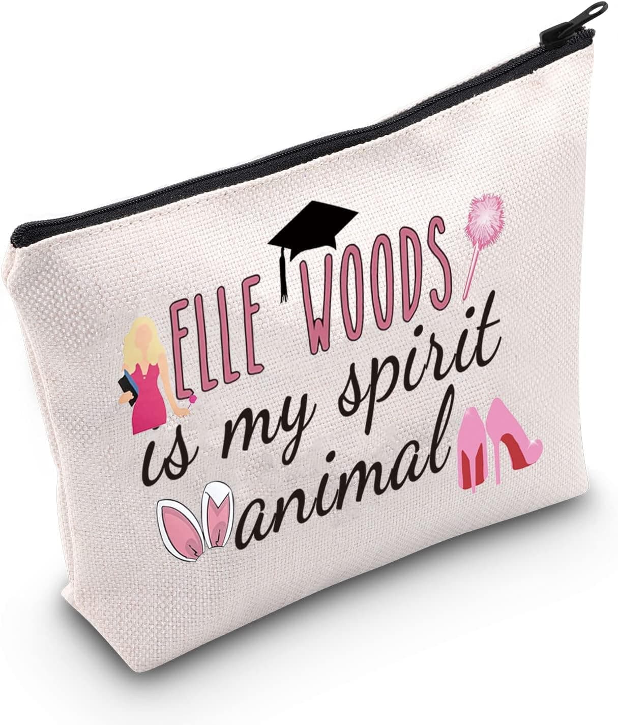 POFULL Movie Inspired Gift Law Student Makeup Bag Elle is My Spirit Animal Cosmetic Bag Attorney Gift (Woods is My Spirit Animal bag)