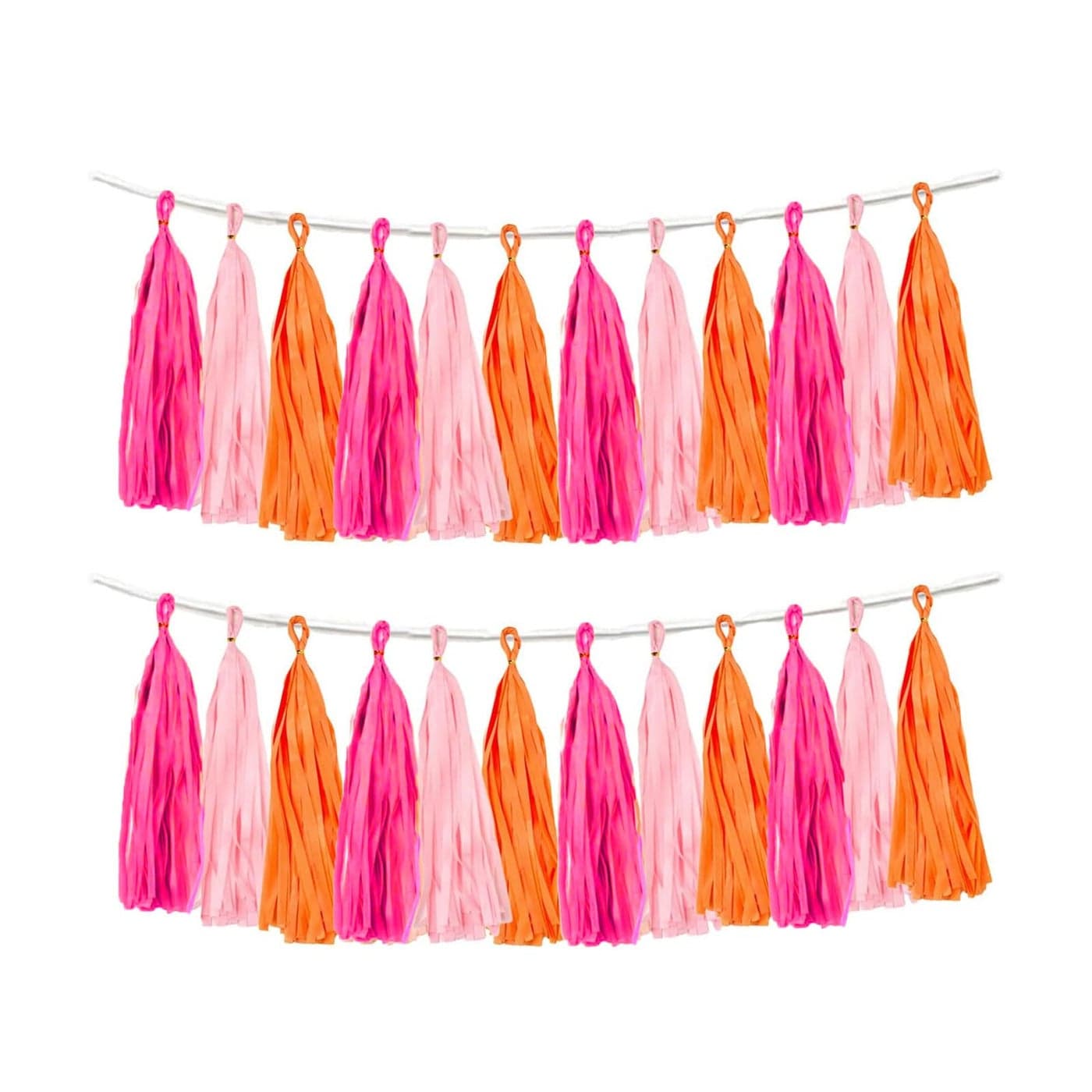 Rose red Pink and Orange Tassel Garland Banner Paper Tassels for Party DecorationsPack of 15