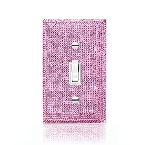 Gaocai Silver Shiny Pink Rhinestones Light Switch Cover Plate Decorative Wall Plate Rhinestones Single Light Switch Cover