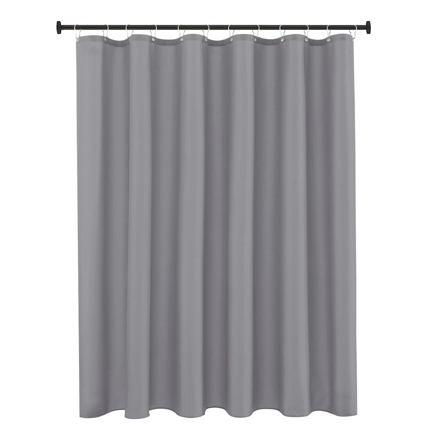 Biscaynebay Extra Long Fabric Shower Curtain Liner 72 Inch Width by 84 Inch Length Silver Grey Water Resistant Bathroom Curtains Rust Resistant Grommets Top Weighted Bottom Machine Washable