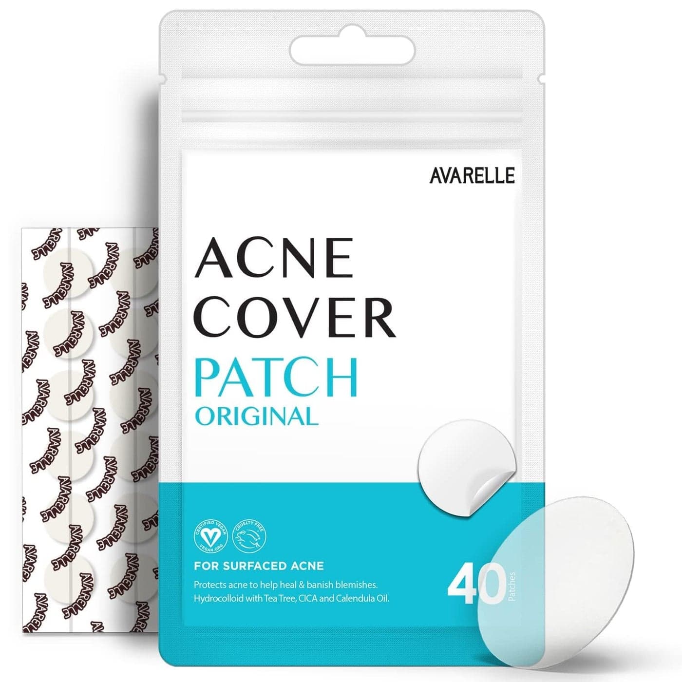 AVARELLE Acne Cover Patches FSA HSA Eligible Hydrocolloid Pimple Patches for Face with Tea Tree Oil Korean Skincare Zit Patches for Face FSA HSA Store Eligible Items Vegan Crueltyfree