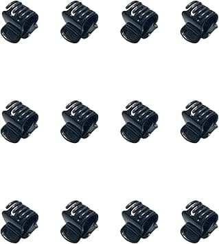 12 Mini Hair Claw Clips Clamps Small Plastic Hair Clips Pins Grips Womens Girls Hair Accessories size 1CM Black
