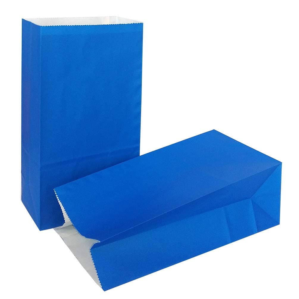 KEYYOOMY Mini Royal Blue Paper Bags Royal Blue Party Goodie Bags Small Party Favor Bag Paper Lunch 100 CT 35 X 24 X 71 In