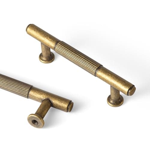 GooKi 6pack Antique Brass Cabinet Pulls Zinc Alloy Kitchen Hardware 3 Inch cc Vintage Bronze Drawer Handles Retro Brass Bar Pull Dresser Handle
