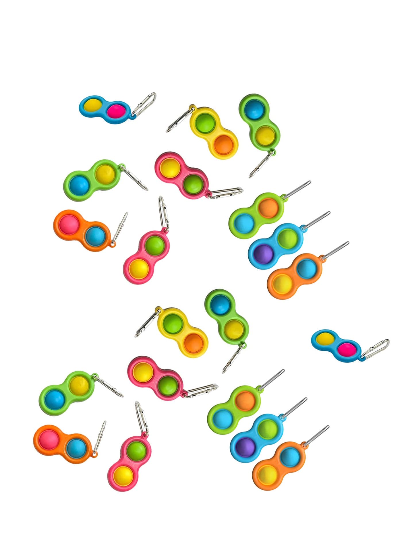 20 Pcs Simple Dimple Antistress Sensory Fidget Key Chain Toy Assorted Color