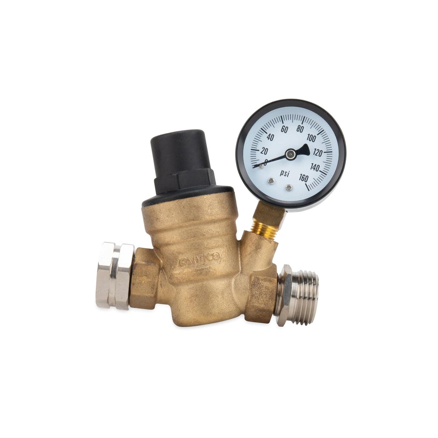 Camco Adjustable RVMarine Brass Water Pressure Regulator Help Stop Damage to RVMarine Appliances Plumbing Fixtures and Hoses Features Standard Garden Hose Threads for Simple Hookup 40058