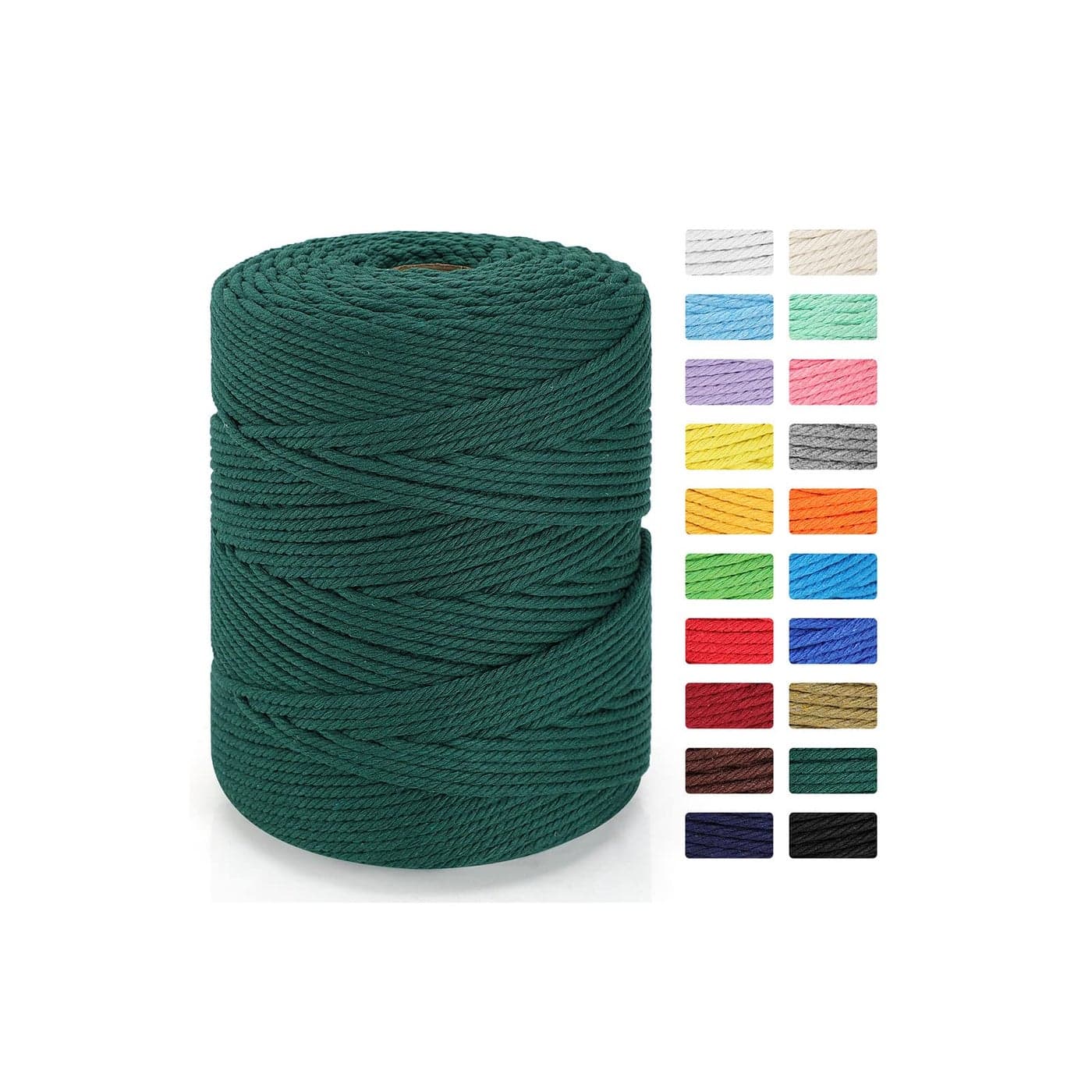 Macrame Cord 4mm x 328yd 100 Natural Cotton Macrame Rope 4 Strand Twisted Cotton Cord for DIY Crafts Knitting Plant Hangers Wedding Decor Dark Green
