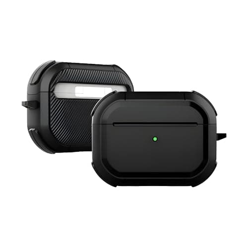 Humble Eggshell Edition Hybrid Shockproof Case Cover Compatible with AirPods Pro 2, with Visible Front LED & Four-Corner Buffer Design Protection (Black)
