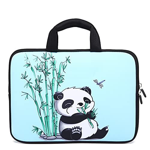 14 15 15.4 15.6 inch Laptop Handle Bag Computer Protect Case Pouch Holder Notebook Sleeve Neoprene Cover Soft Carrying Travel Case For Dell Lenovo Toshiba HP Chromebook ASUS Acer (Panda & Bamboo)