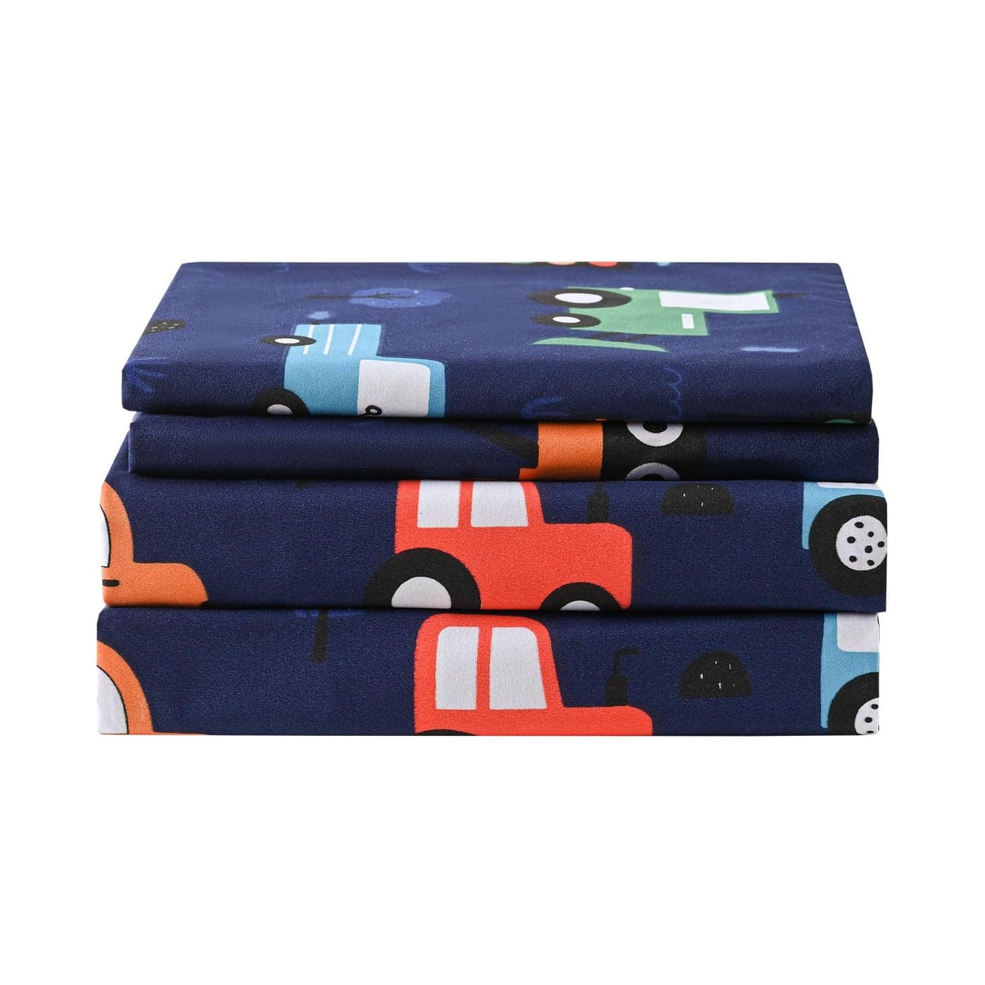 Yibeizi Car Twin Sheets Set for Boys Kids Cute Bedsheets Navy Blue Microfiber Deep Pocket Toddler Bed Sheet Pillowcase Sets 3 Pieces