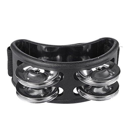 Musfunny Foot Tambourine Percussion Musical Instrument Foot Drum Set with Metal Jingle Bell for Guitar Drum Accessory (Black)