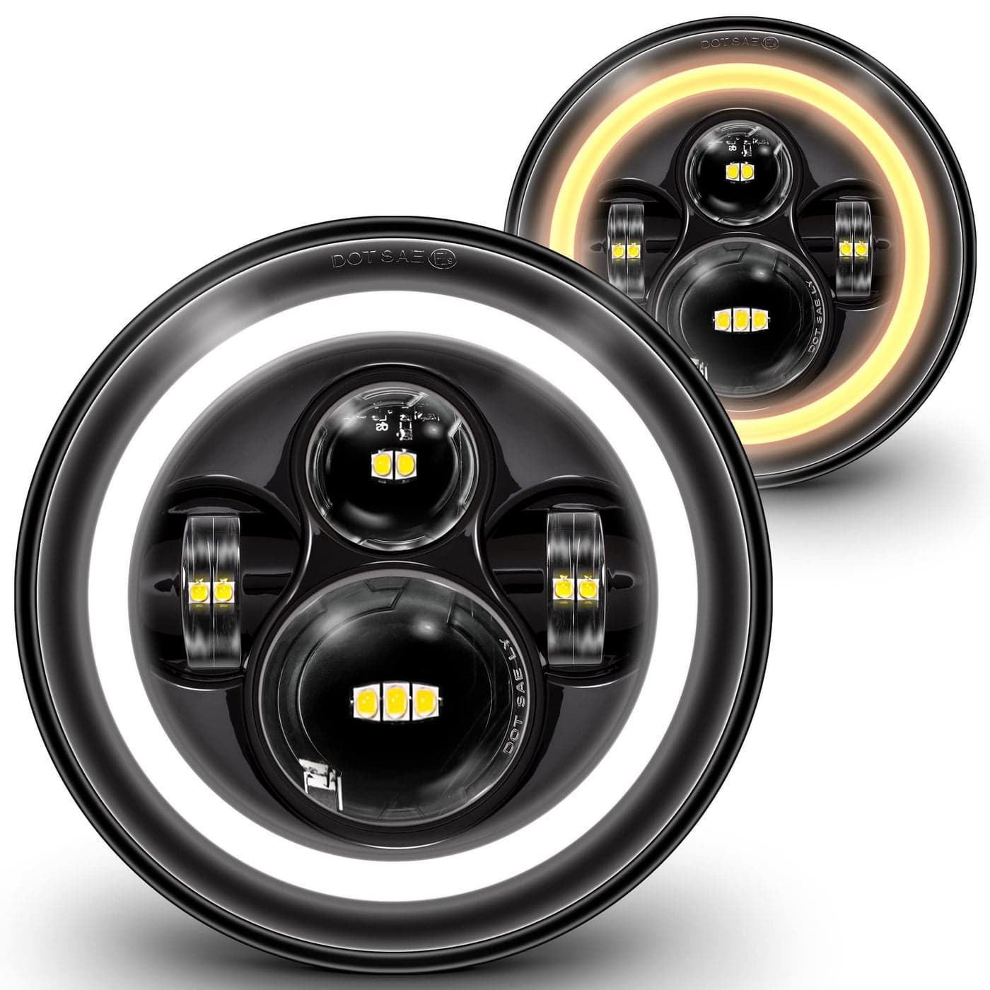 TRUE MODS 7inch H6024 LED Headlights for Jeep Wrangler JK Unlimited JKU TJ LJ CJ TJ Accessories HALO DRLAmber Turn Signals HighLow Sealed Beam Head Lights for Chevy Ford GMC Dodge Mazda Nissan