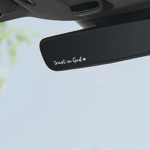 Tioollev 2 PCS Trust in God Rearview Mirror Decals Automotive Vinyl Rear View Mirror Decorative Stickers Waterproof Trust in God Stickers for Car Truck Laptop Car Accessories HeartWhite