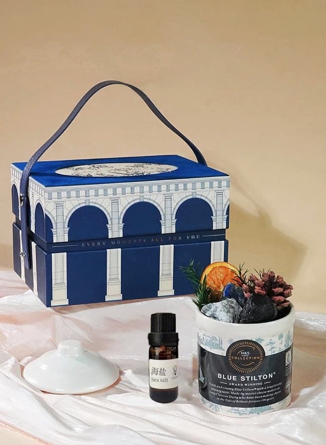 Elegant Palace Aromatherapy Crystal Set, Sea Salt Scent, Flameless Reedless Diffuser Gift Box, Fresh Coastal Fragrance for Home
