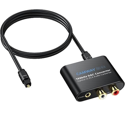 CAMWAY Digital to Analog Converter,192kHz DAC Converter SPDIF/Toslink Optical to RCA,Optical to 3.5mm Audio Adapter for HDTV, DVD, Blu-Ray Players and Game Consoles to 3.5mm/RCA