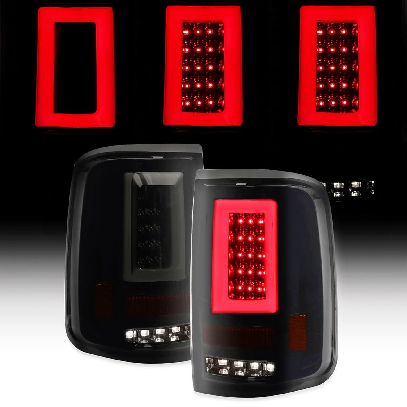 HECASA LED Tail Lights Compatible with 20042008 Ford F150 w3D LED Tube Bar Replacement for 5L3Z13405CA 5L3Z13404CA 6L3Z13405AA 6L3Z13404AA Rear Brake Lamps Smoke Lens Black Housing