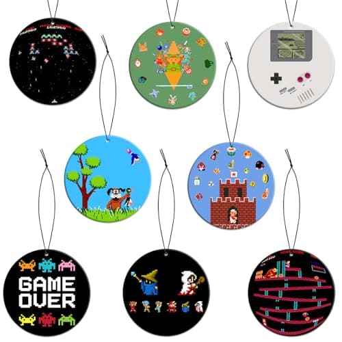 Pounchi Retro Video Game Car Air Freshener Cards 8 Pack Refreshing Ice Scent Cute Pixel Game Accessories for Car Interior Hanging Gift Rearview Pendant Supplies