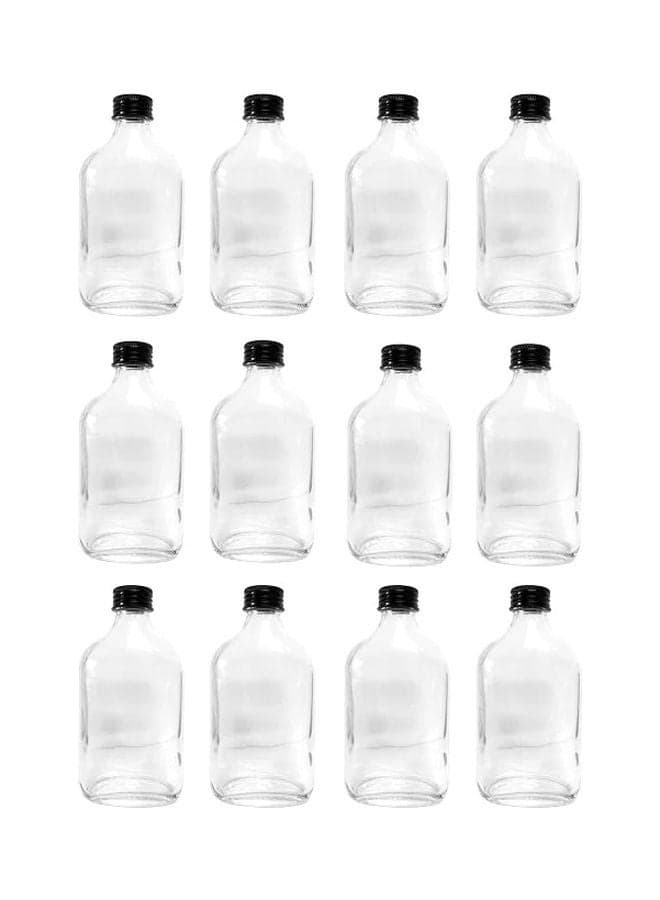 12-Pack Clear/Black Plastic Juice Bottles 250ml each