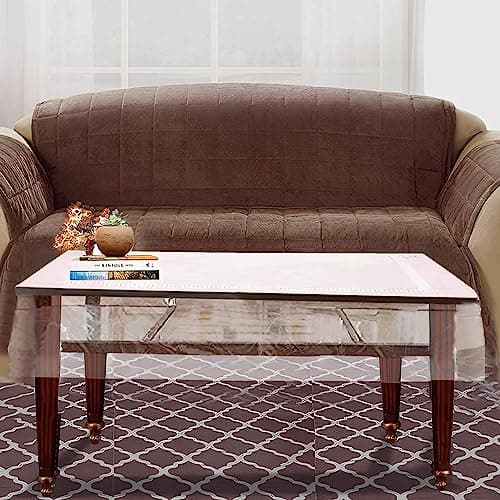 Kuber Industries PVC Center Table Cover|40x60 Inch |Transparent Table Cloth 4 Seater|Waterproof Table Sheet (Transparent)