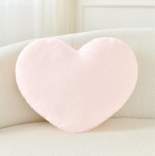Petrella Heart Pillow Cute Fuzzy Pillows Throw Pillows for Bed Livingroom Home Decor Cushion Decorative Aesthetic Preppy Pillows Pink2Large 19x15