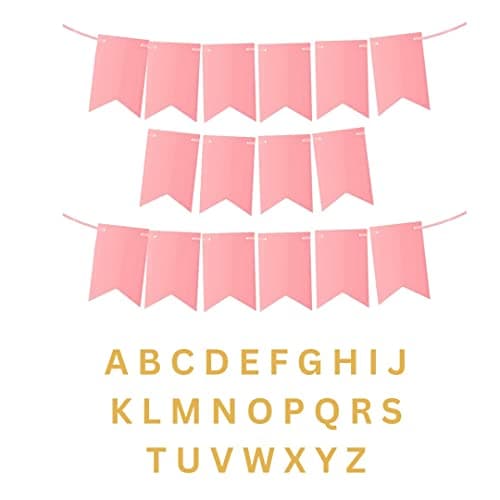 FI - FLICK IN 86 pcs Customized Name Banner Kit for Birthday Naming Ceremony Anniversary Baby Shower Bride to Be Personalized Banner (Pack of 86, Pink)