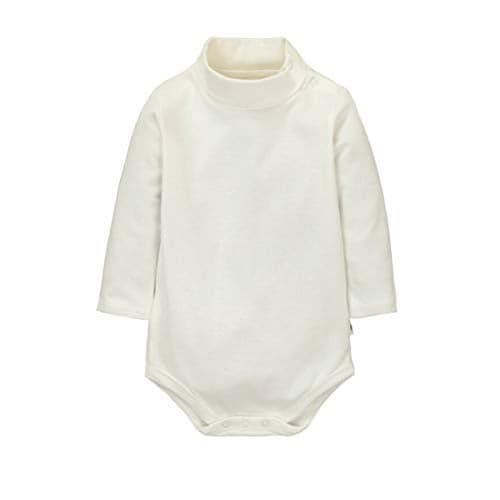 CuteOn Baby Boys Girls Solid Color Basic Turtleneck Cotton Bodysuit Jumpsuit Beige 12 Months