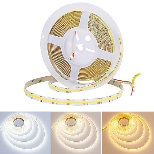 JOYLIT 24V COB LED Strip Lights White CCT 2700K-6000K 610LM/FT Ultra Bright, UL Listed 16.4ft 640LEDs/M High Density CRI 92+ 90W Dimmable Tunable White LED Tape Light for Commercial, Residential