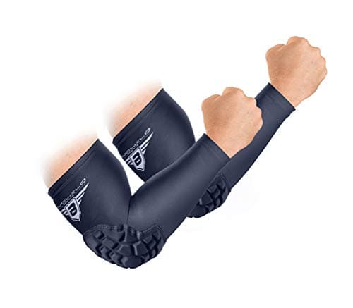 Bucwild Sports Padded Elbow Arm Sleeves for Basketball Football Volleyball Youth Adult Size Pads 1 Pair