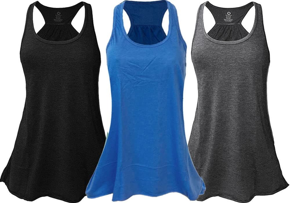 Epic MMA Gear Flowy Racerback Tank Top Regular and Plus Sizes Pack of 3 2XL BlkGreyRYL
