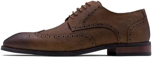 Jousen Men's Dress Shoes Leather Formal Business Oxford Derby Shoes Brogue Wingtip Retro Dress Shoes for Men(AMY9215 sudebrown 9)