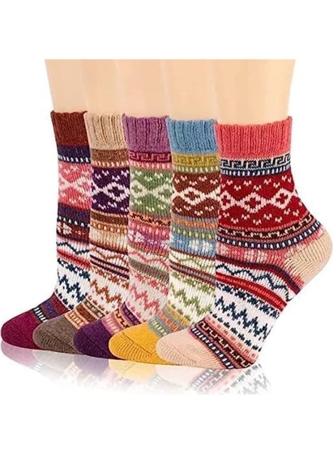 Warm Fleece Lined Winter Soft Non Slip Socks, Knitted Socks, Cozy Sherpa Fuzzy Socks Non Slip Socks Winter Indoor Double Layer Bedroom Sock (One size)