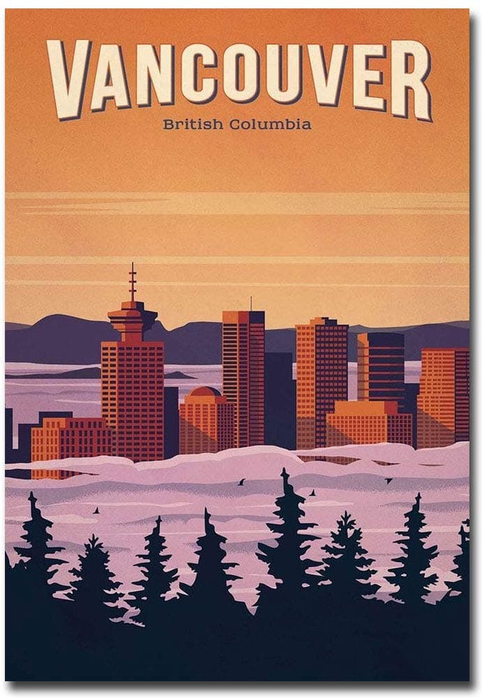 Vancouver Vintage Travel Art Refrigerator Magnet Size 25 x 35
