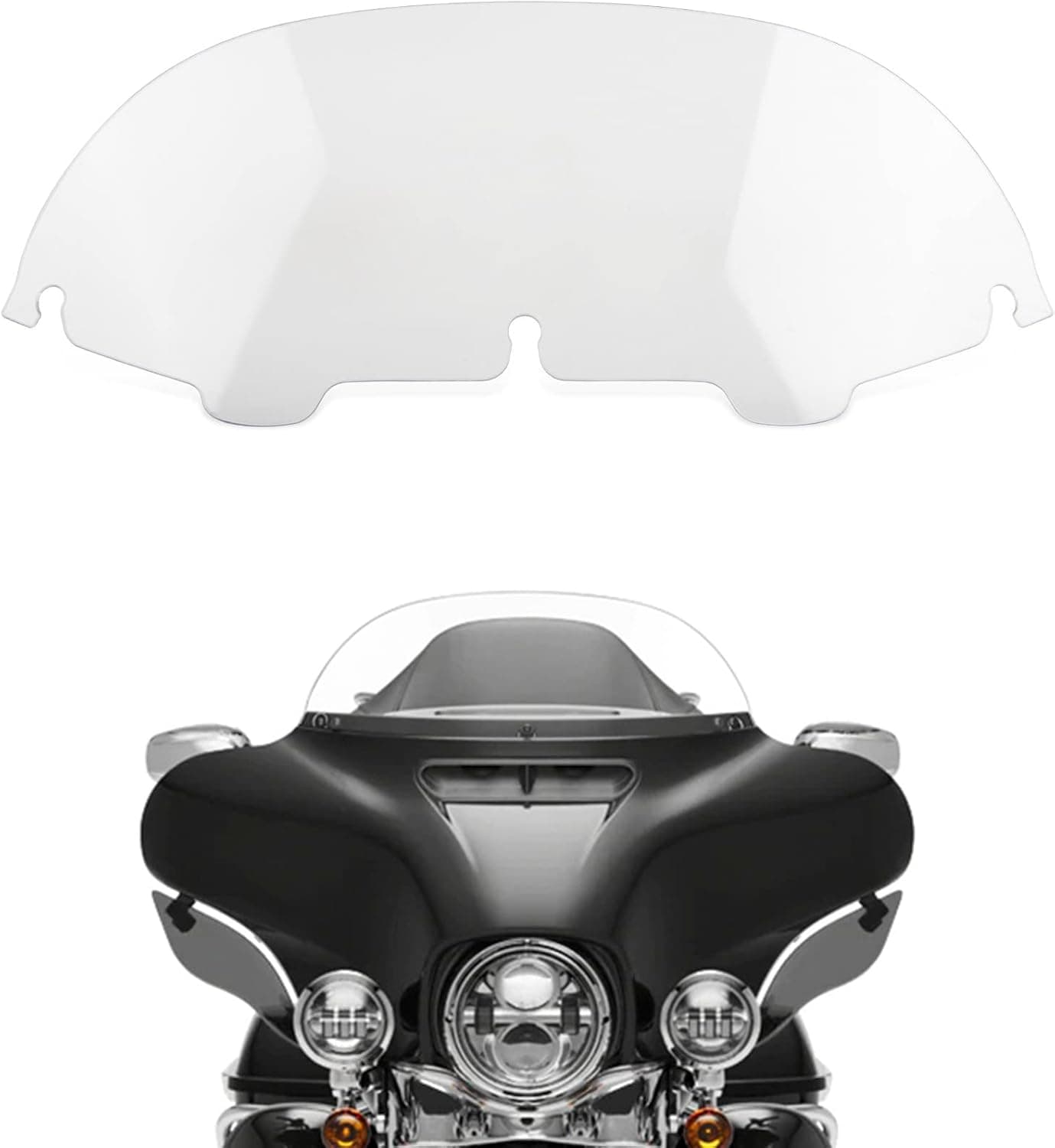 PSLER 7" Motorcycle Windshield Wave Windscreen Wind Splitter for Touring Glide 1997-2013 Clear