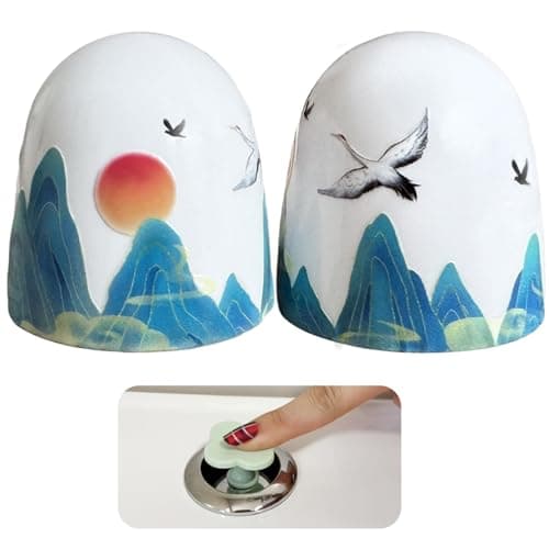Beaspecal 2Pcs Toilet Bolt Cap with Cranes Mountain Pattern, Crane Good Fortune symbol Toilet Bowl Bolts Covers for Bathroom Decoration 2Pcs Toilet Parts-4Pcs/Pack