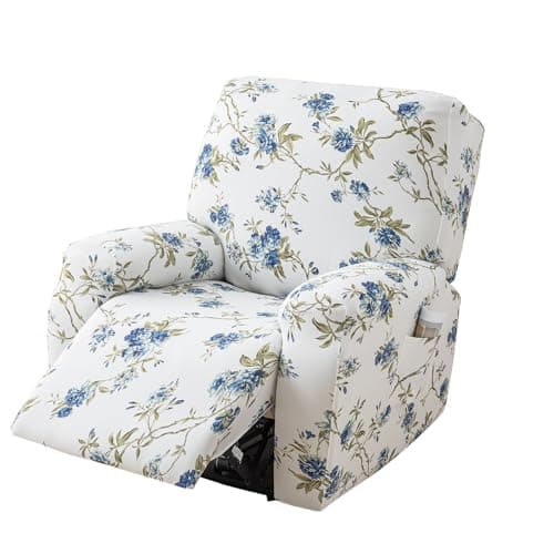CRFATOP Recliner Slipcovers with Arms 4 Pieces Lazyboy Recliner Chair Cover Non Slip Recliner Slip Covers for Recliner Chair with Storage Pockets Furniture Protector for Living Room