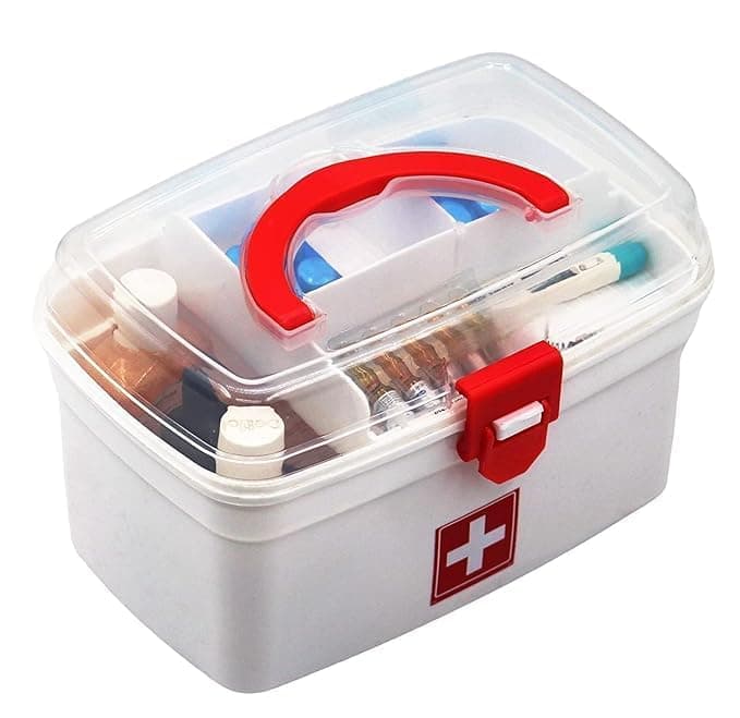 PRERAK ENTERPRISE Plastic Rectangular Medicine BoxMedical Box First aid Box Multi Purpose Storage Box with Handle Pack of 1White