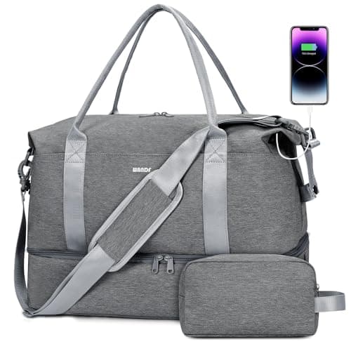 For Spirit Airlines 18x14x8 Personal Item Bag with USB Charging Port Underseat Travel Duffel Bag with Wet Pocket Shoes Compartment Carry On Luggage for Women Men Grey