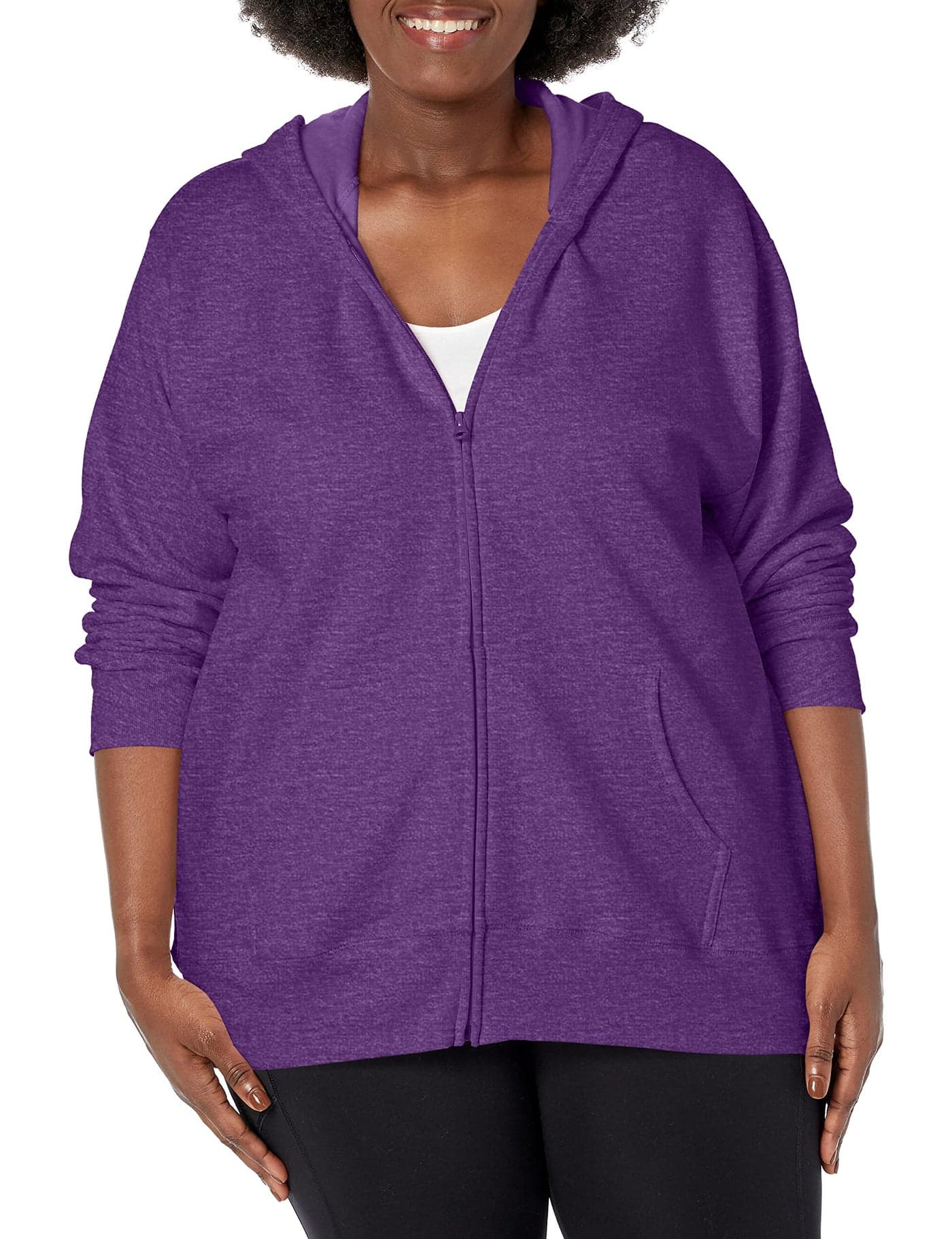 JUST MY SIZE womens Comfortsoft Ecosmart Fleece Fullzip Womens athletic hoodies Violet Splendor Heather 1X US