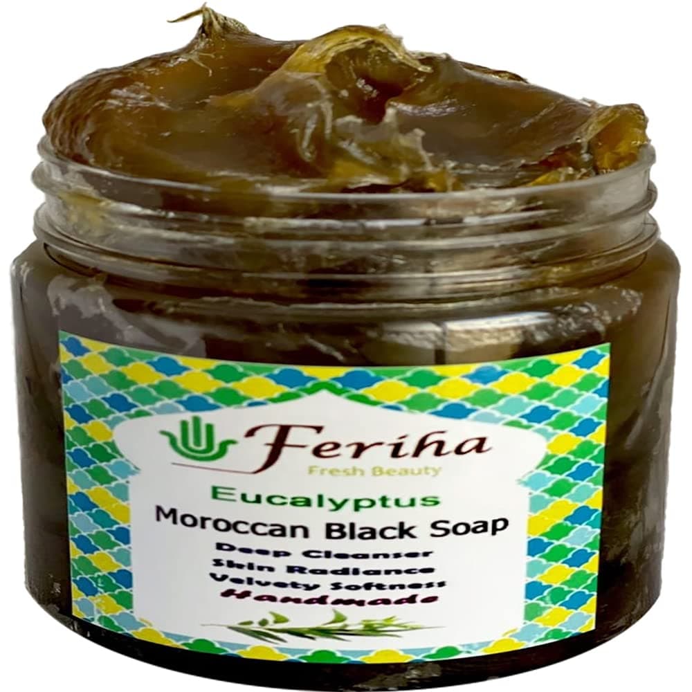 Feriha Moroccan Eucalyptus Black Soap 100 Natural Artisan Beldi Soap