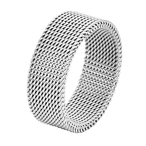 Geoffrey Beene Stainless Steel Men's Comfort Fit Mesh Ring (Silver, 10)