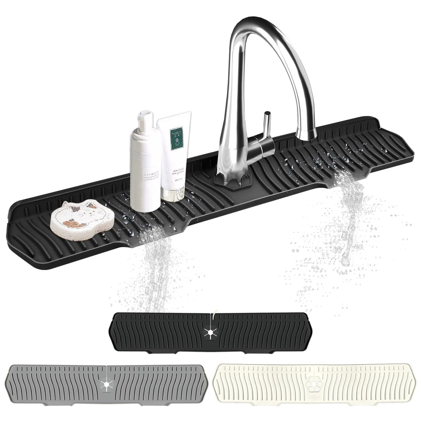 Kitchen Sink Splash Guard Gen230 x 6 Silicone Sink Mat Splash Guard fit for Countertop BathroomFarmhouseRV by EBIGIC Black