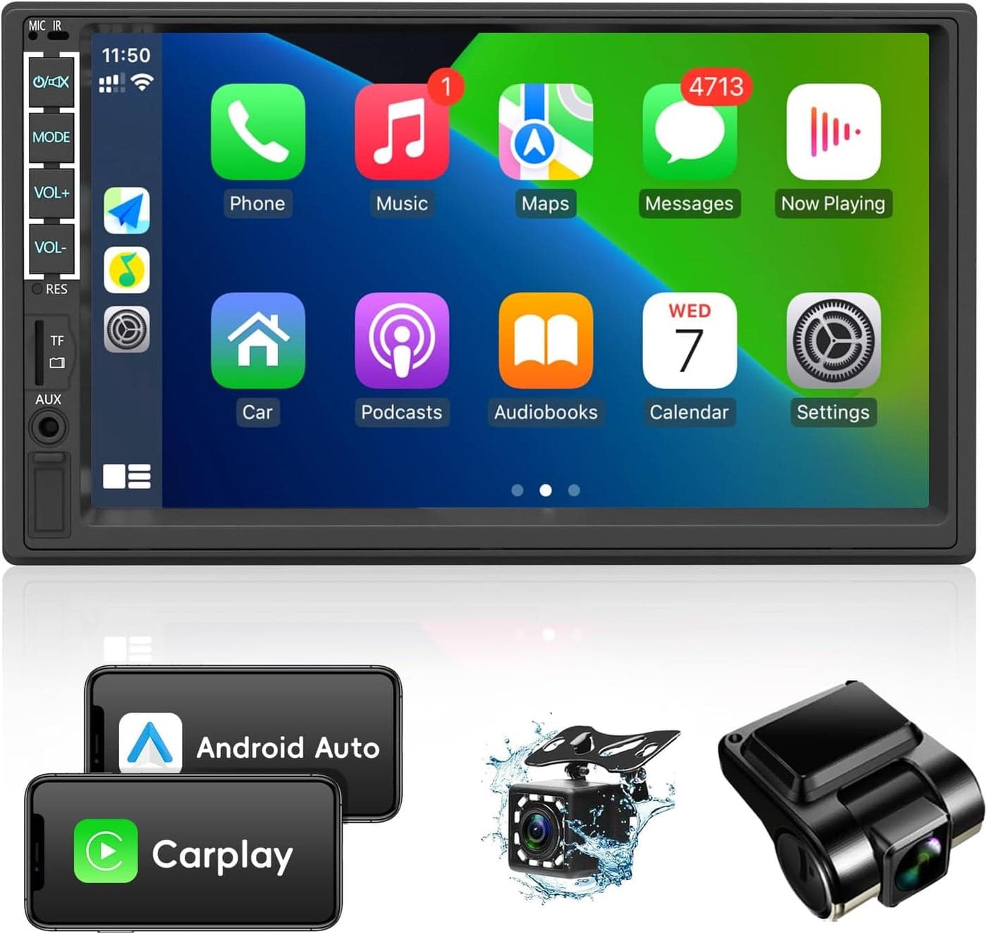 Leadfan 7-Inch Touch Double Din Car Stereo Radio MP5 Player with Bluetooth, USB, SD, AUX, and Backup Camera