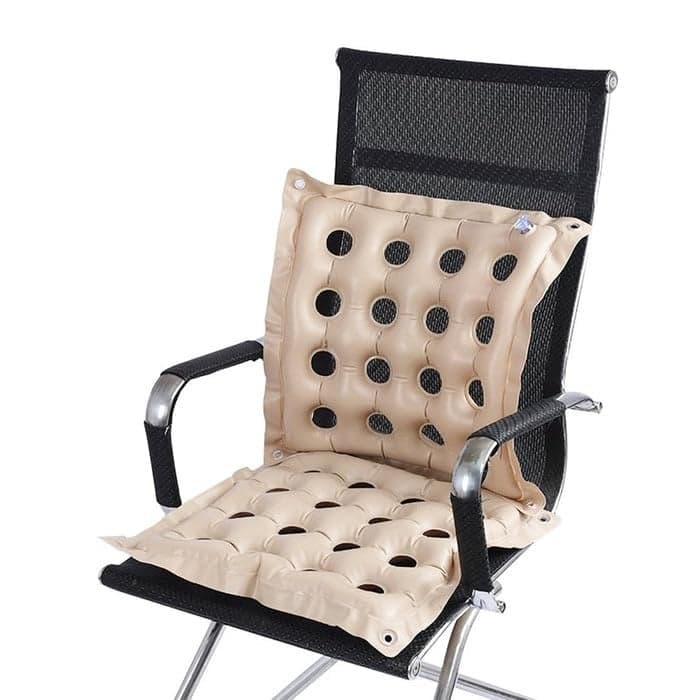 EASYCARE Polymer Premium Air Inflatable Comfortable Daily Use Chair Cushion for Office Wheel Chair Travel | Softness Non-Slip Hip Protector Prolonged Sitting Relief Pack of 2 - Brown